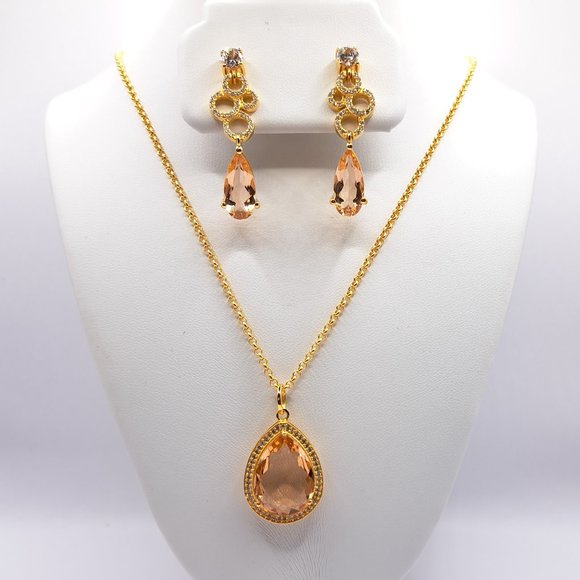 Hespera - Circadian Fantasy Earrings and Princess Grace Necklace - Morganite - Picture 1 of 4